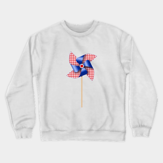 Red Gingham Check Patriotic Pinwheel | Cherie's Art Original (c)2020 Crewneck Sweatshirt by CheriesArt